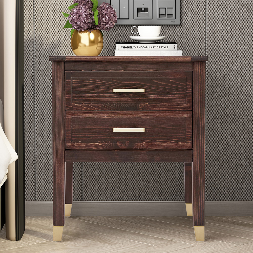 Palazzi 2 Drawers Brown Bedside Table Image 1