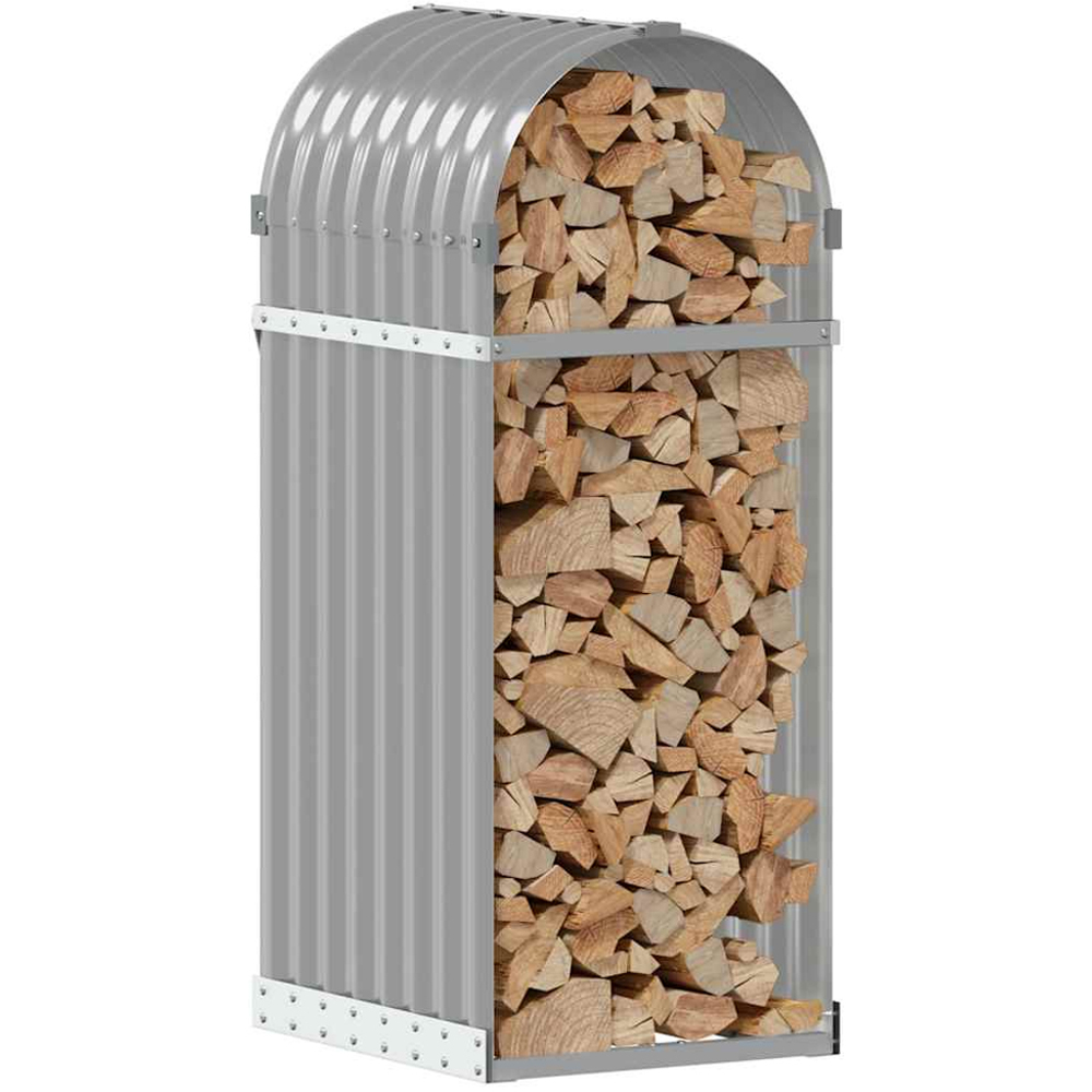 vidaXL Grey Galvanised Steel Firewood Log Holder 100 x 40 x 45cm Image 2