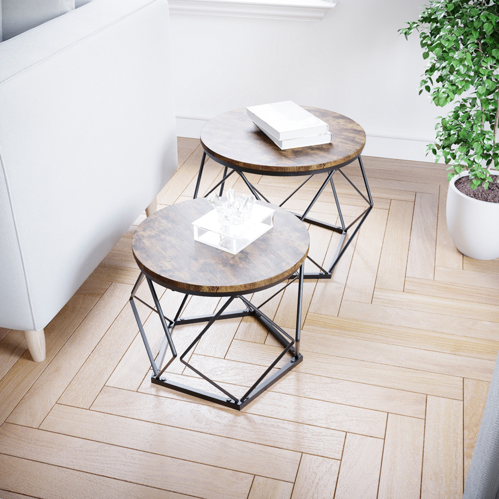 Vida Designs Brooklyn Dark Wood Nest of Tables Set of 2 Image 5