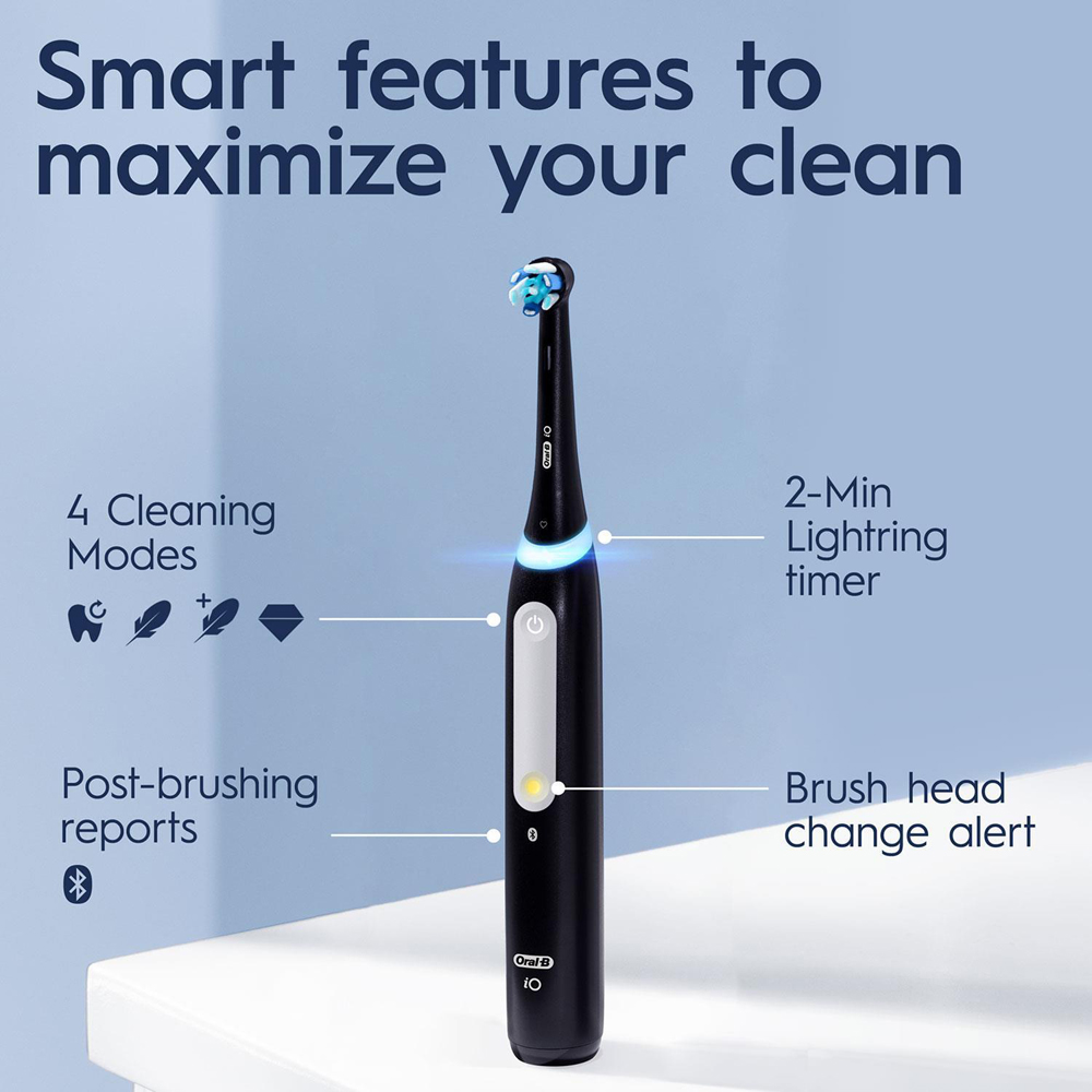 Oral-B iO4 Black Electric Toothbrush with 4 Mode and 8 3D White Refill Head Image 5
