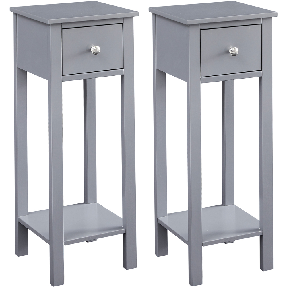 Brooklyn Amelia Single Drawer Single Shelf Grey Solid Wooden Bedside Table Image 2