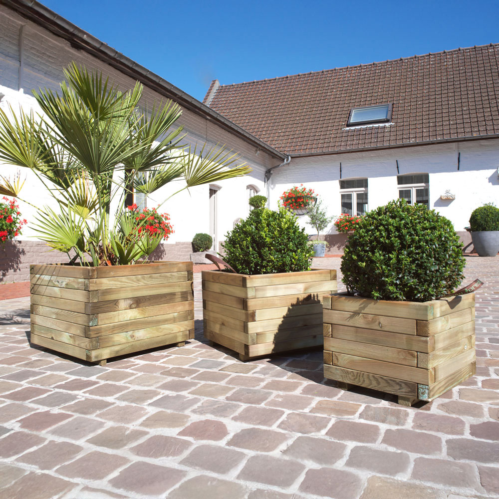 Cerland Baroque Wooden Square Planter 50cm Image 3