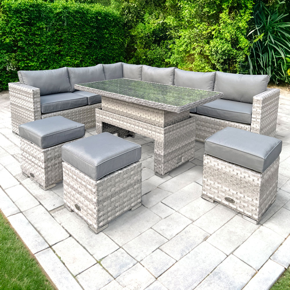 Oseasons Aruba 9 Seater Dove Grey Rattan Sofa Set Image 1