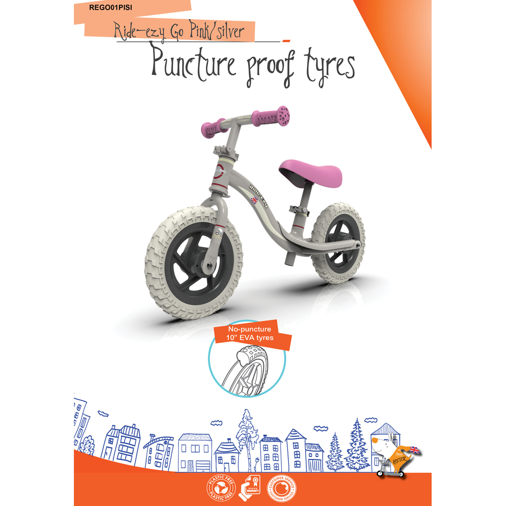 Ride-Ezy Go Pink Silver 2 Wheel Balance Bike Image 8