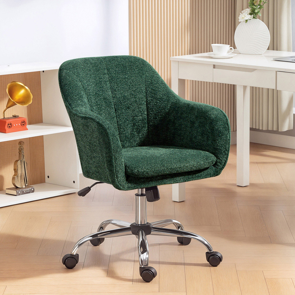 Portland Green Snow Flannel Height Adjustable Swivel Tub Chair Image 3