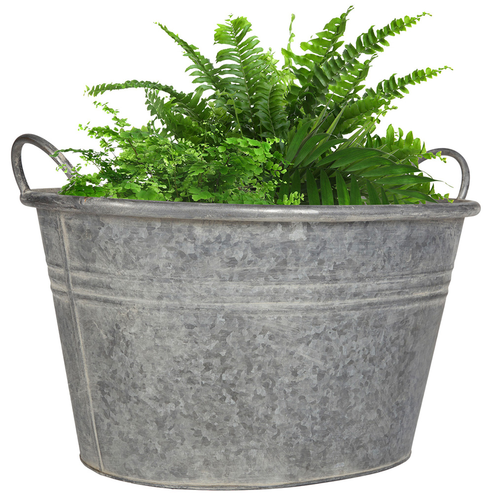 Dibor Galvanised Metal Tub Planter 23 x 38cm Image 1