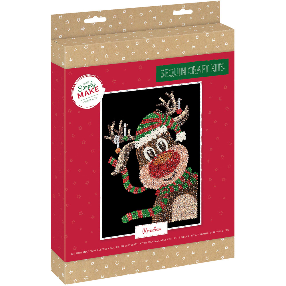 Simply Make Reindeer Christmas Sequin Craft Kit Image 1