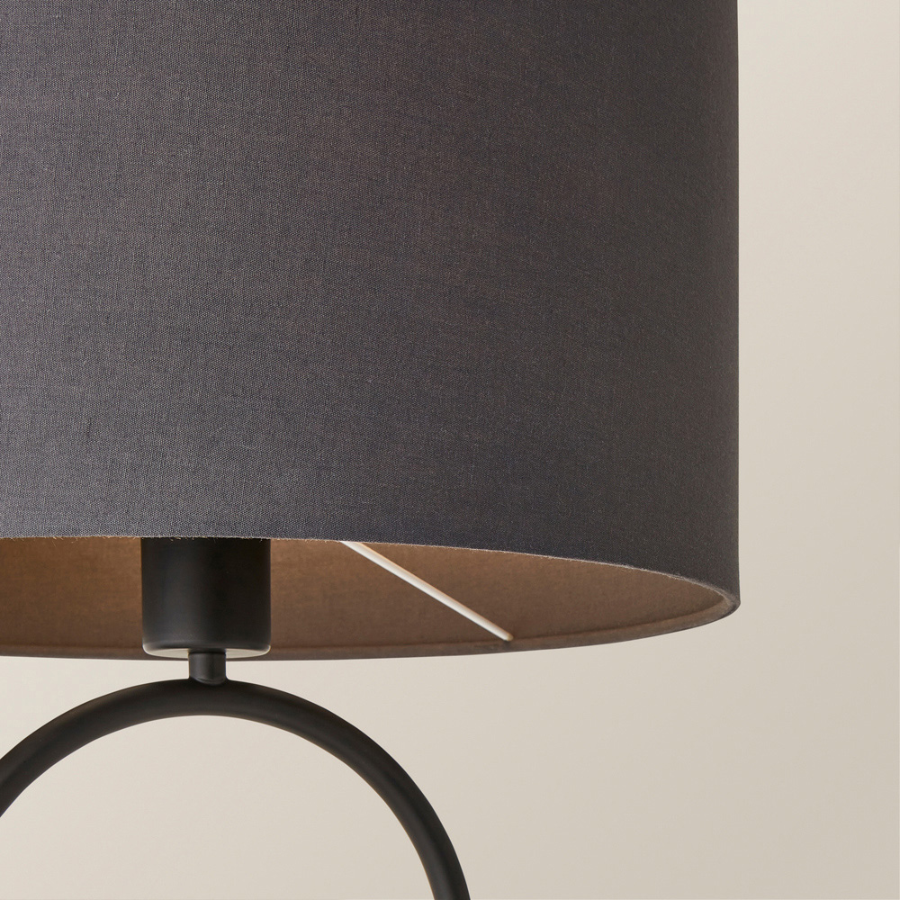 ValueLights Antonia Charcoal Fabric Drum Shade Matte Black Oval LED Table Lamp Image 3