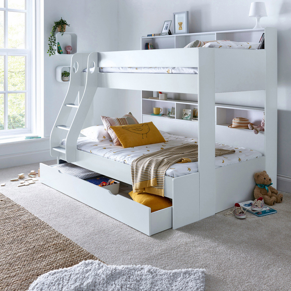Bedmaster Oliver Triple Sleeper White Storage Bunk Bed with Pocket Spring Mattresses Image 8