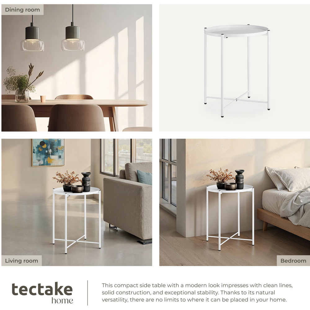 tectake Chester White Round Bedside Table Image 6