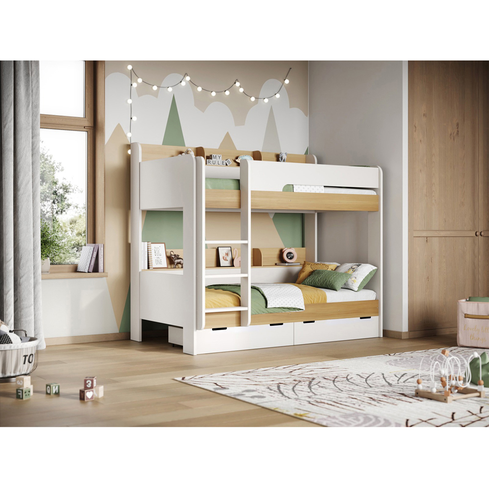 Flair Eddie Oak Wooden Storage Bunk Bed Image 4
