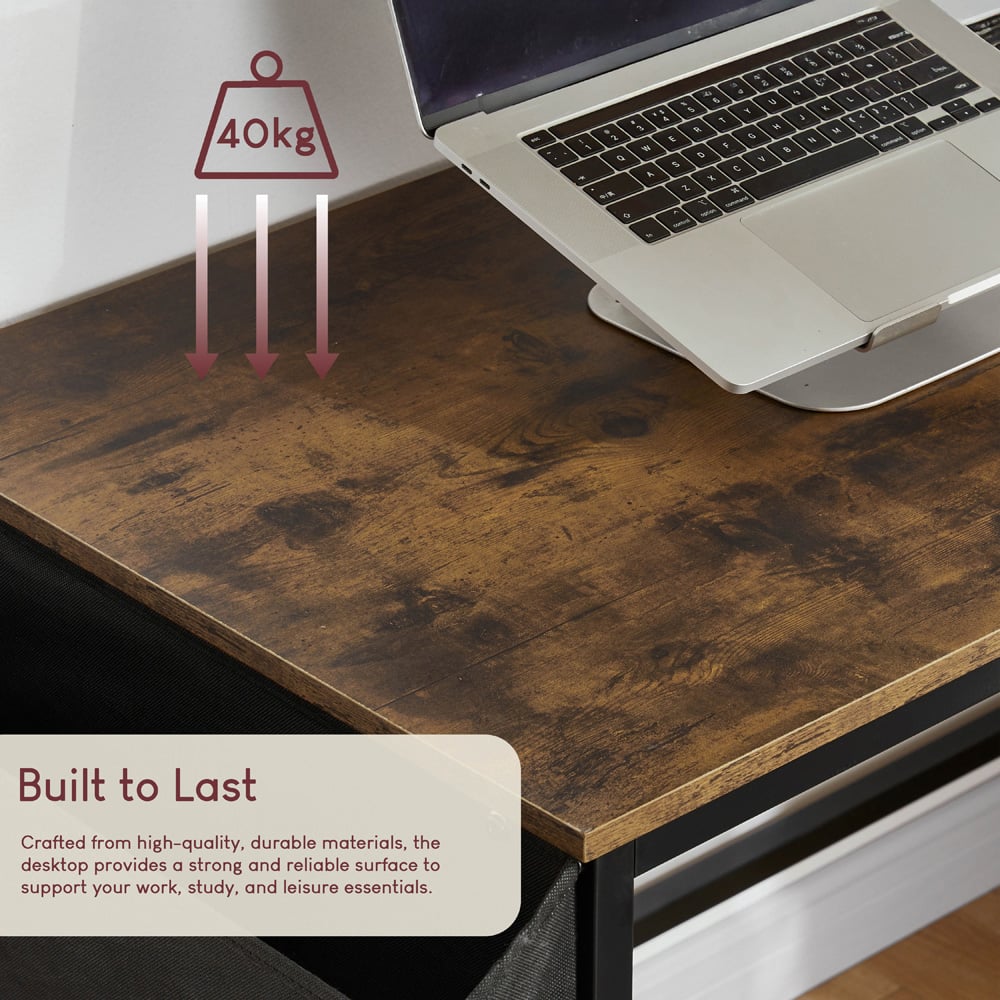 Vida Designs Brooklyn Dark Wood Large Computer Desk Image 7