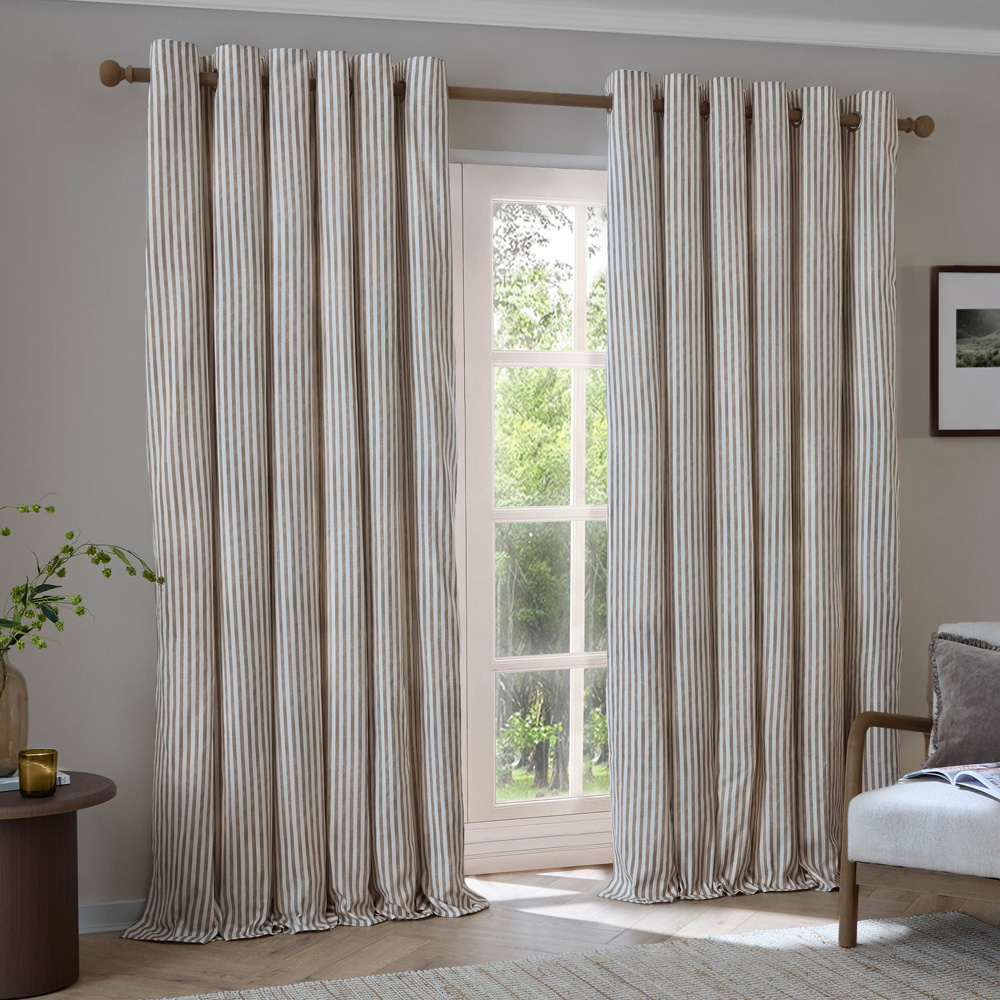 Yard Mole Hebden Striped 100% Cotton Lined Eyelet Curtains168 x 137cm Image 1