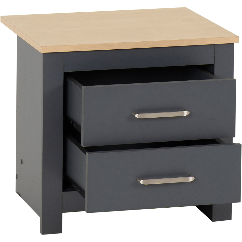 Seconique Portland 2 Drawer Grey and Oak Effect Bedside Table Image 3