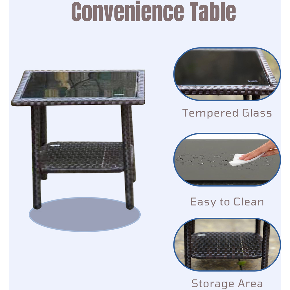 Furniture One 2 Seater Brown Rattan Garden Rocking Bistro Set Image 5