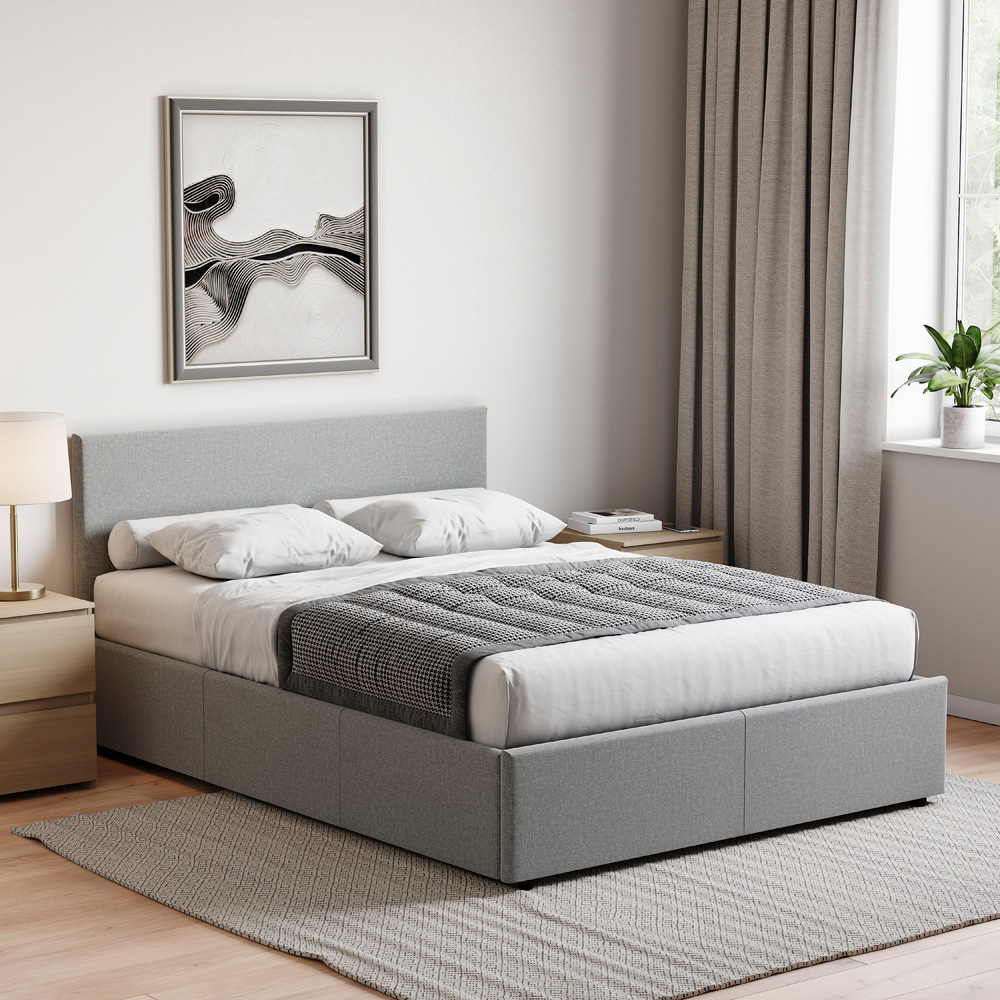 Vida Designs Veronica Double Light Grey Linen Ottoman Bed Image 5