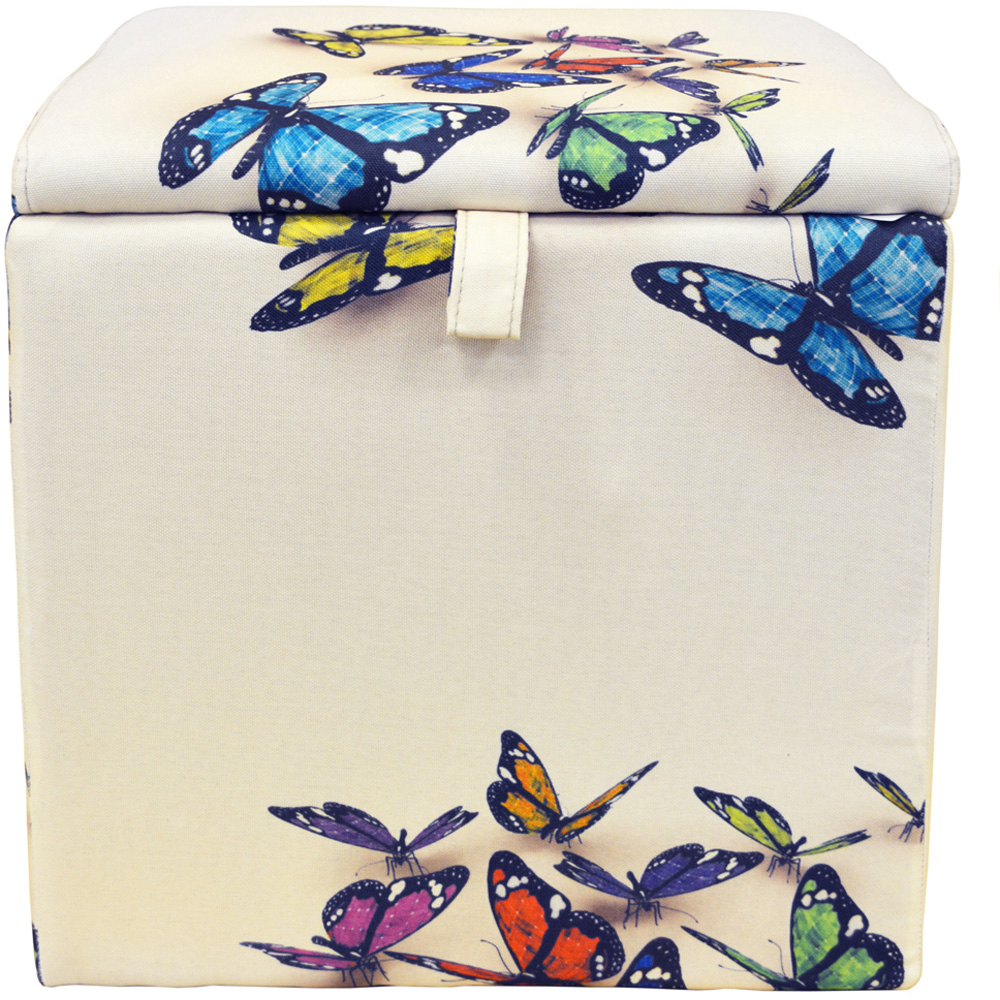 Watsons Butterfly Multicolour Square Ottoman Stool Image 3
