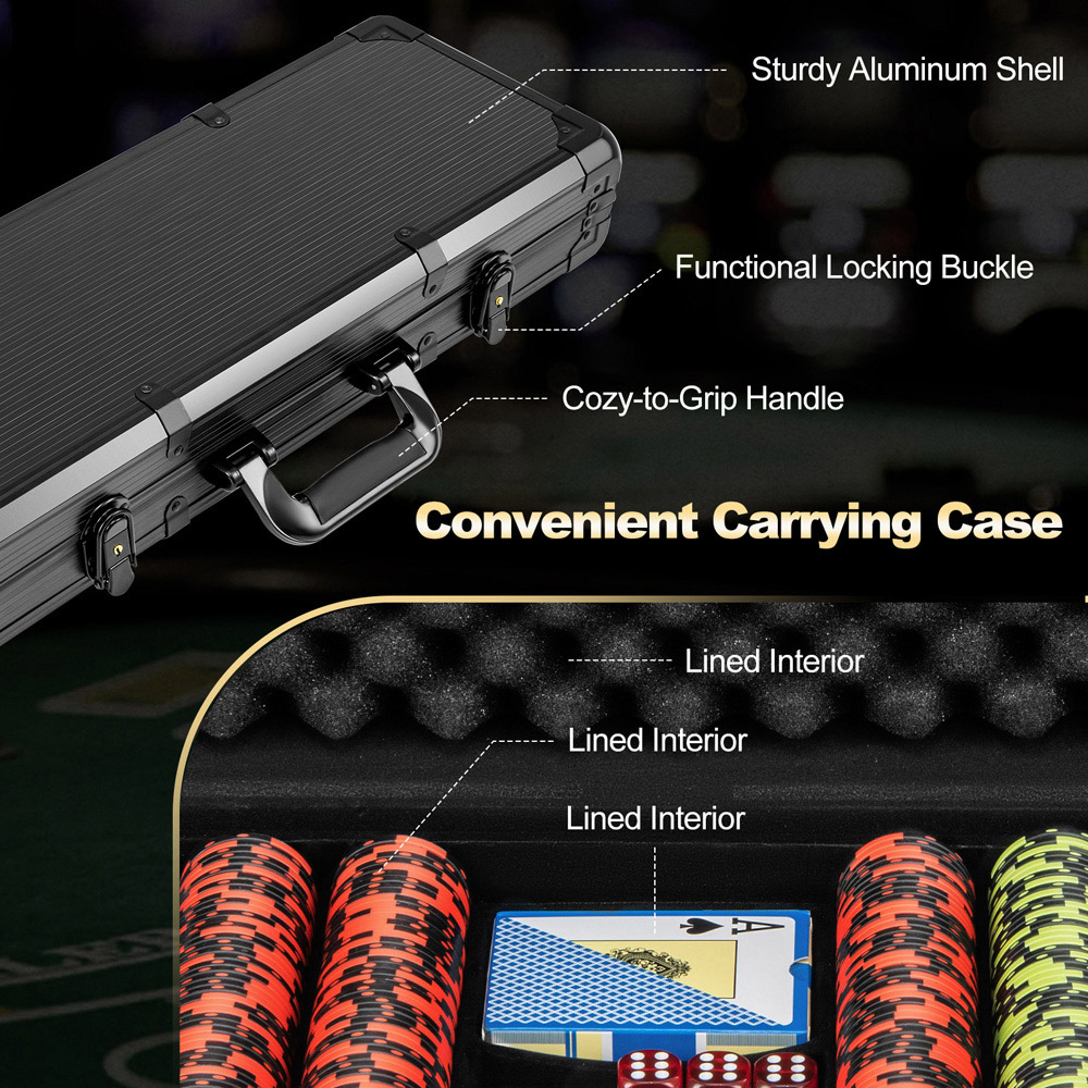 Costway Black Texas Holdem Poker Chip Set with Card Decks Image 4