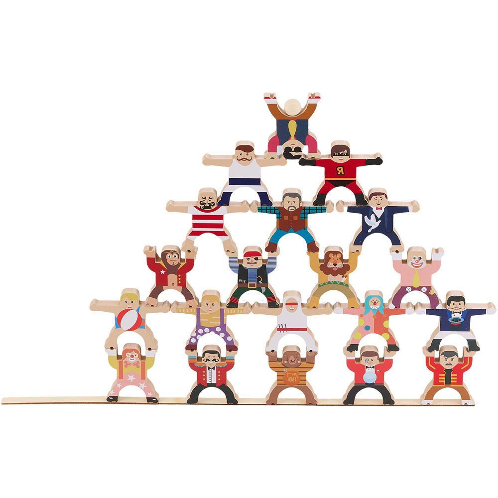 H&O Direct 20 Piece Wooden Circus Stacking Building Block Set Image 1