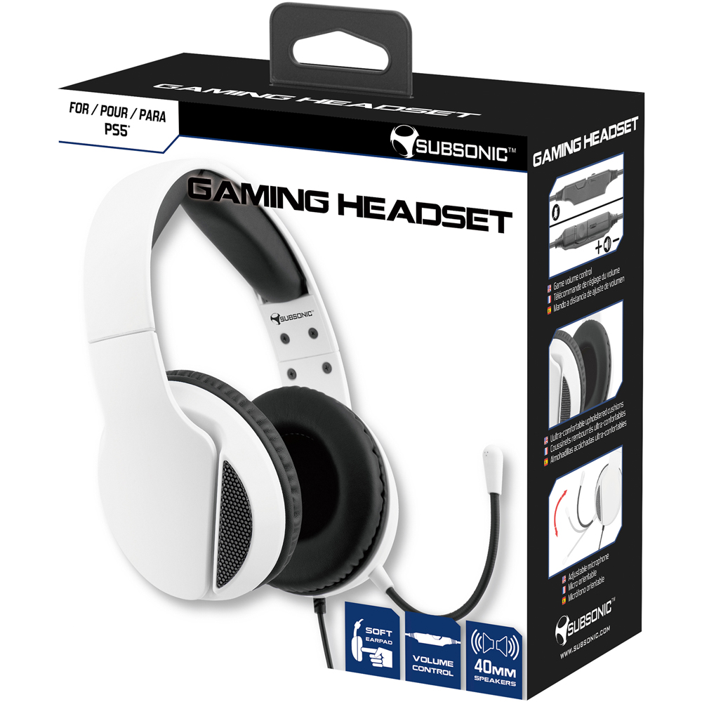 Subsonic White Wired Gaming Headset with Microphone Image 2
