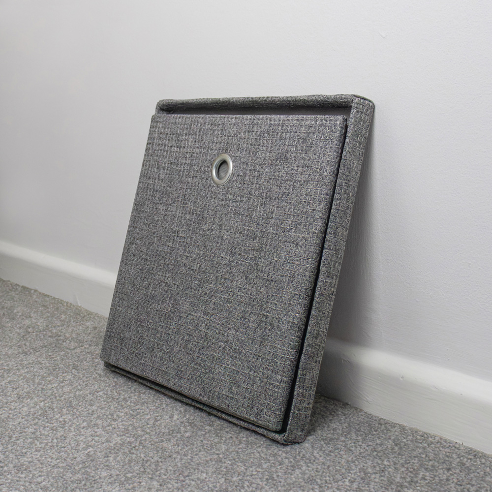 JVL Chroma Grey Foldable Cube Organiser Box with Lid Image 8