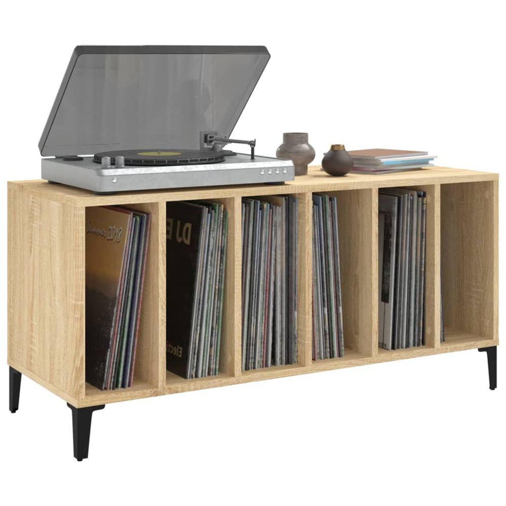 vidaXL 6 Shelf Sonoma Oak Record Cabinet Image 4