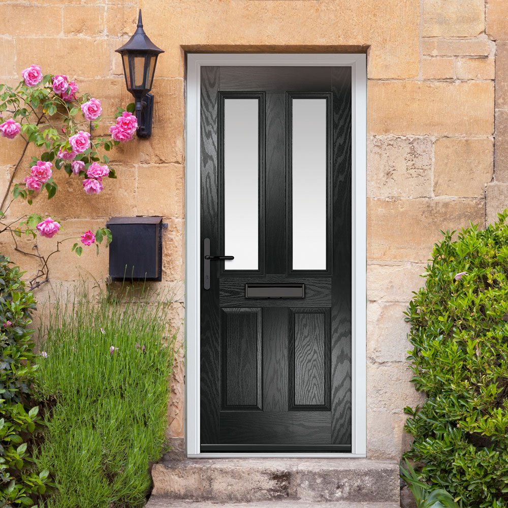 Crystal-Direct Carnoustie Black GRP Clear Glass Right Hand Open Front Door 2090 x 890mm Image 2