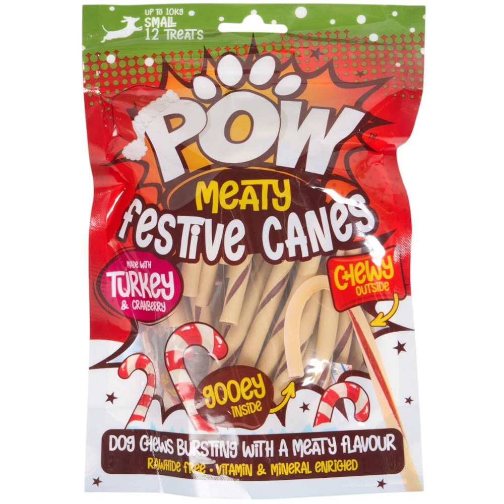 POW Meaty Festive Canes Dog Treats Image 1