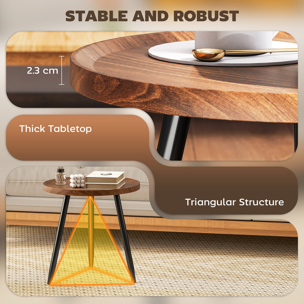 HOMCOM Chestnut Wood Effect Side Table Image 7