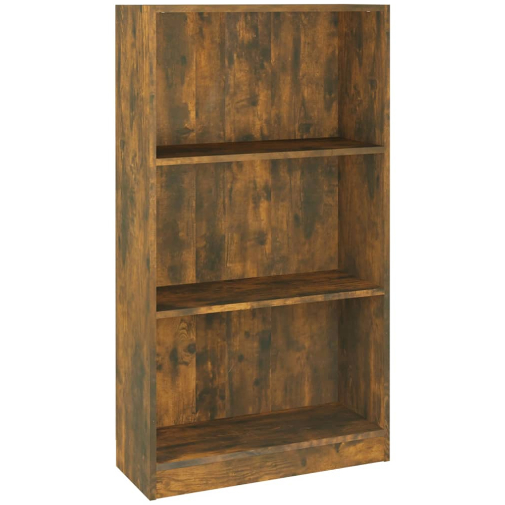vidaXL 3 Shelf Smoked Oak Bookcase Image 2