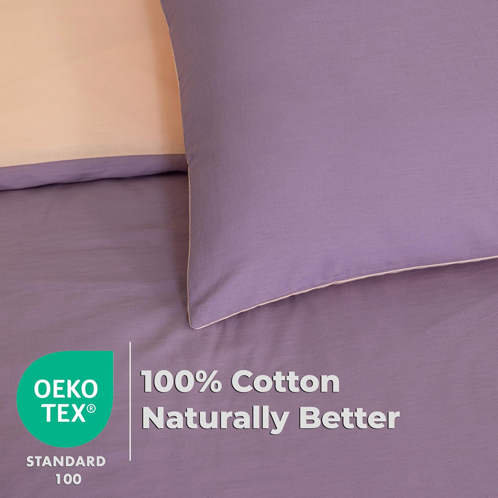 MHG Living Super King Size Purple Reversible Duvet Set Image 7