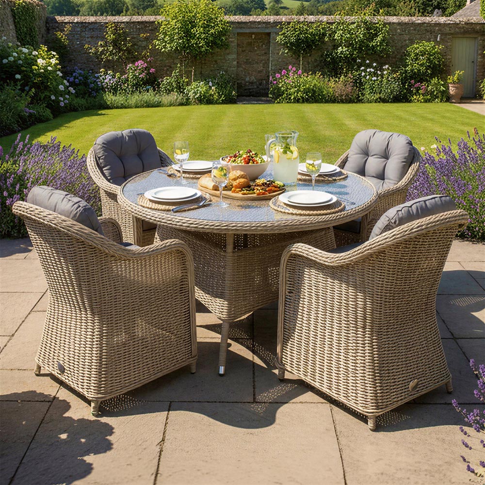 Oseasons Sicilia 4 Seater Rattan Dining Set Sandy Oak Image 4