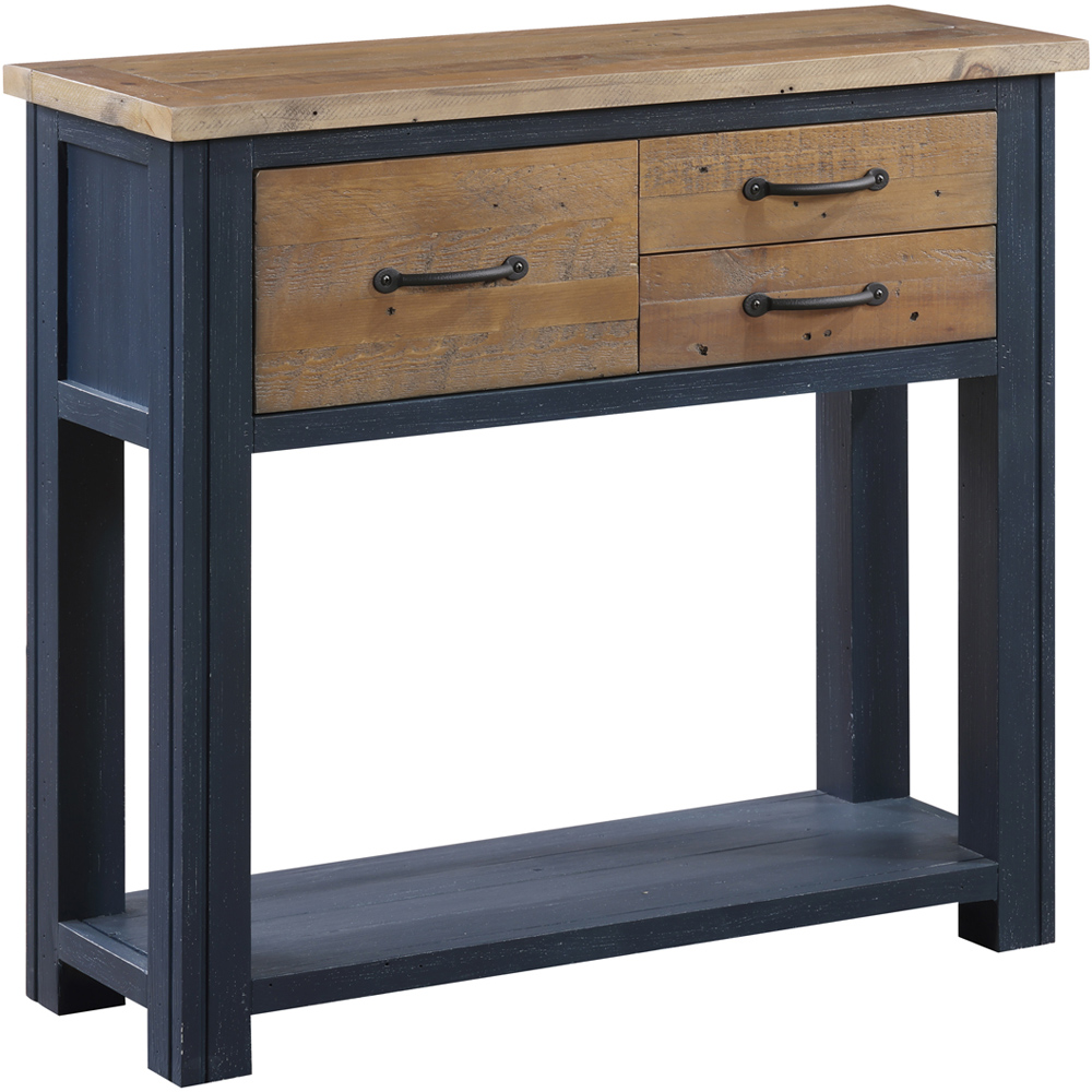 Baumhaus Splash of Blue 3 Drawer Single Shelf Wooden Blue Console Table Image 2