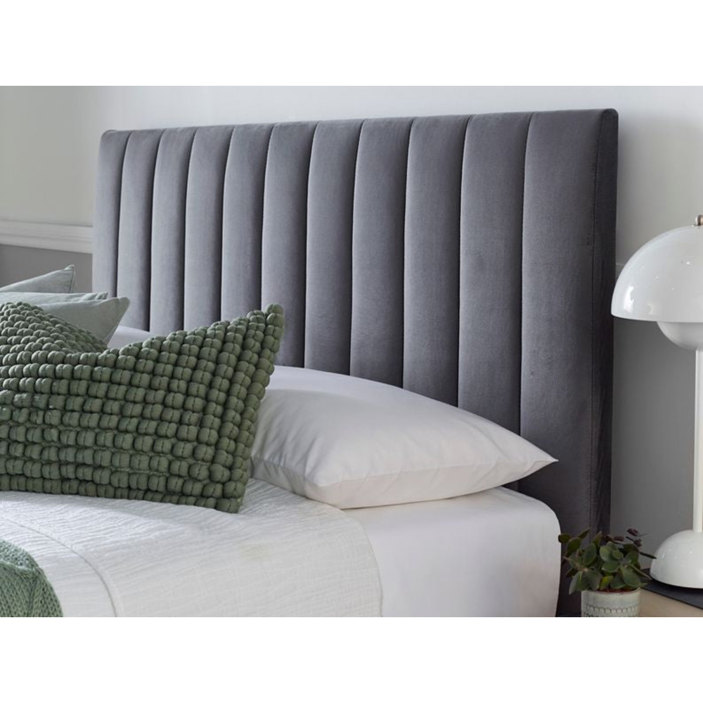 Webb Daniels Nova King Size Grey Velvet Ottoman Media TV Bed Image 4