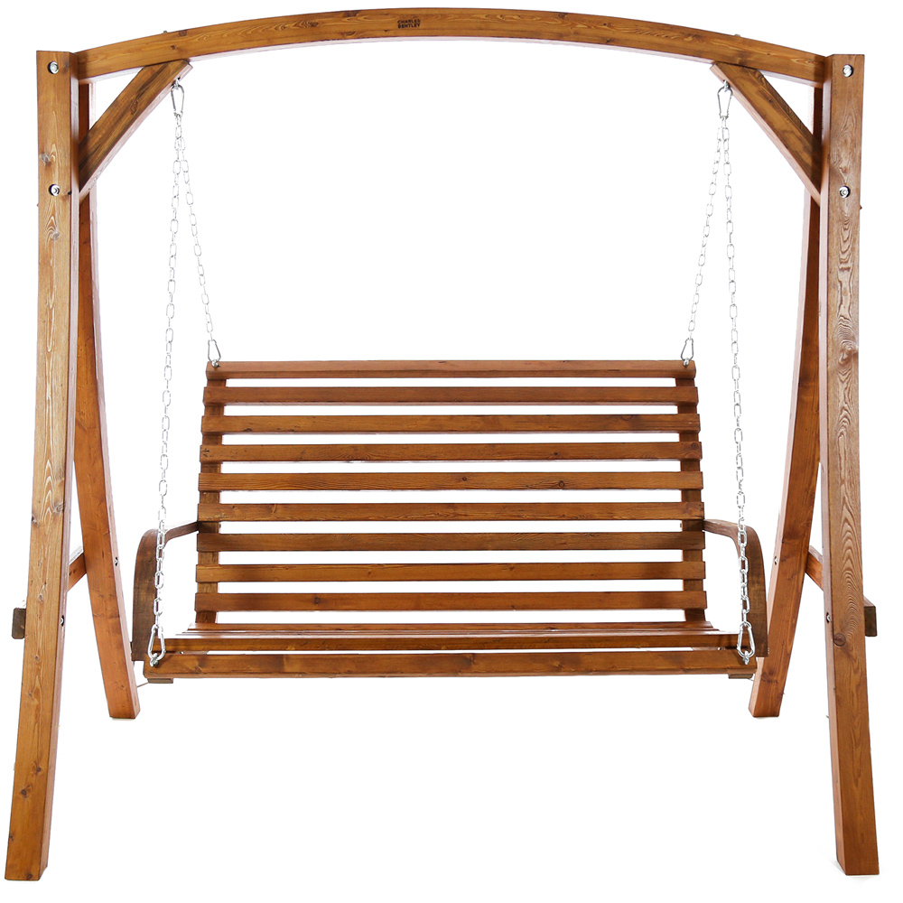 Charles Bentley 3 Seater Wooden Garden Swing Chair Image 2