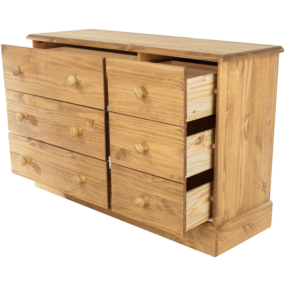 Core Products Cotswold 6 Drawer Pine Wood and MDF Wide Chest of Drawers Image 3