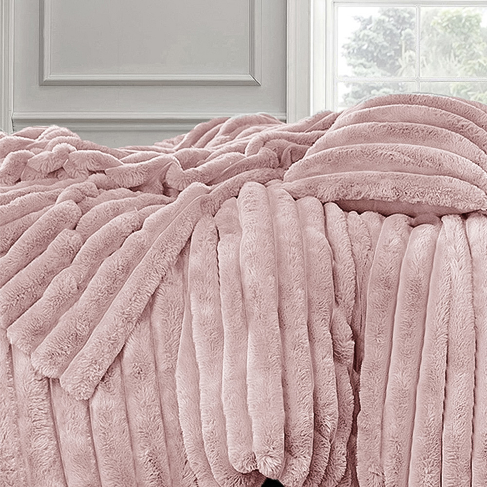 Velosso Super King Size Blush Jumbo Cord Duvet Set Image 2