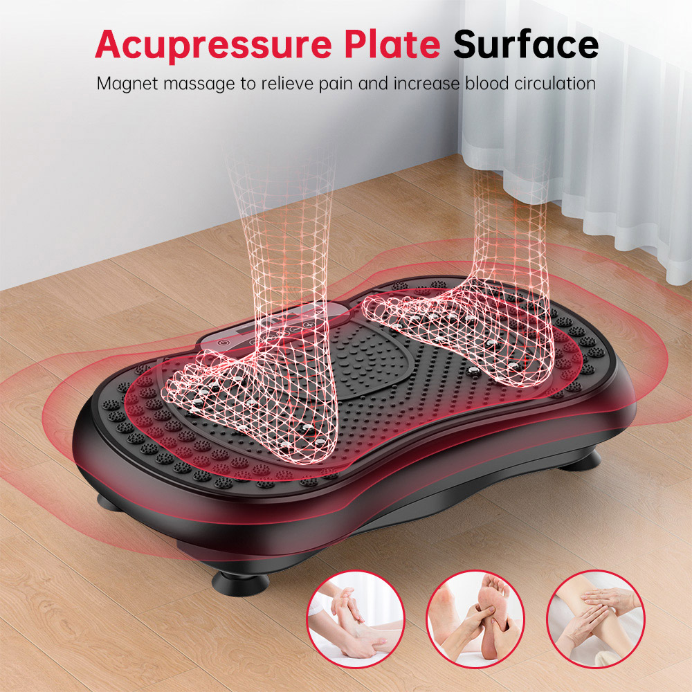 Rattrix Black Vibration Plate Exercise Machine with Bluetooth Speaker and Resistance Bands Image 4