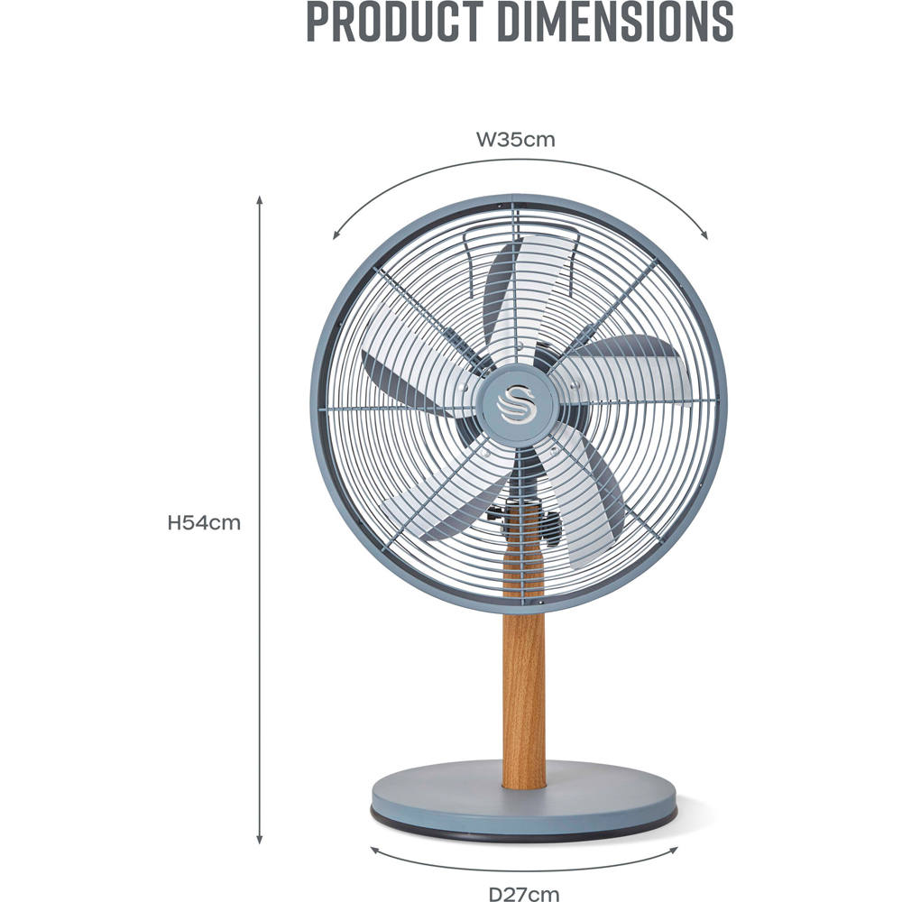 Swan Nordic Grey Adjustable Oscillating Desk Fan 12 inch Image 9