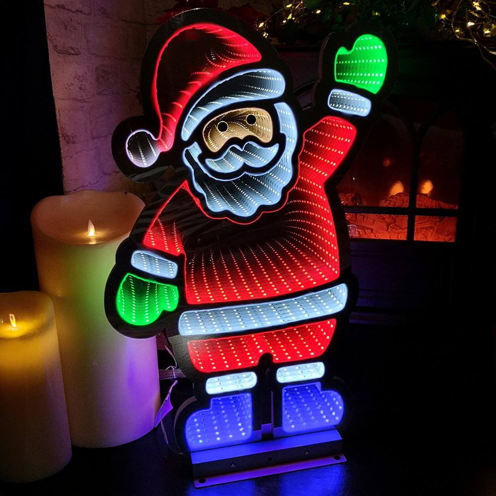 Samuel Alexander Multi Coloured LED Infinity Standing Santa Christmas Decoration 56cm Image 1