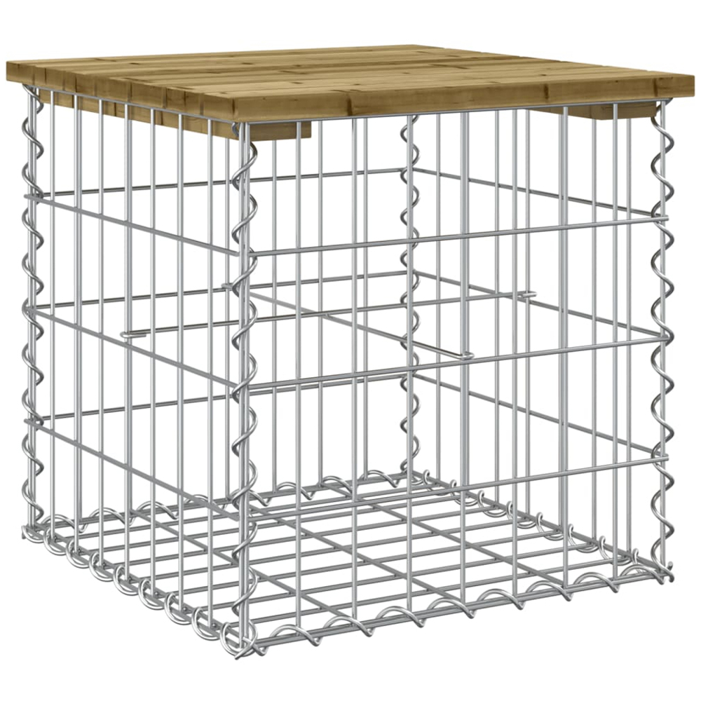 vidaXL Brown Solid Impregnated Pine Wood Gabion Design Garden Bench 43 x 44 x 42cm Image 1