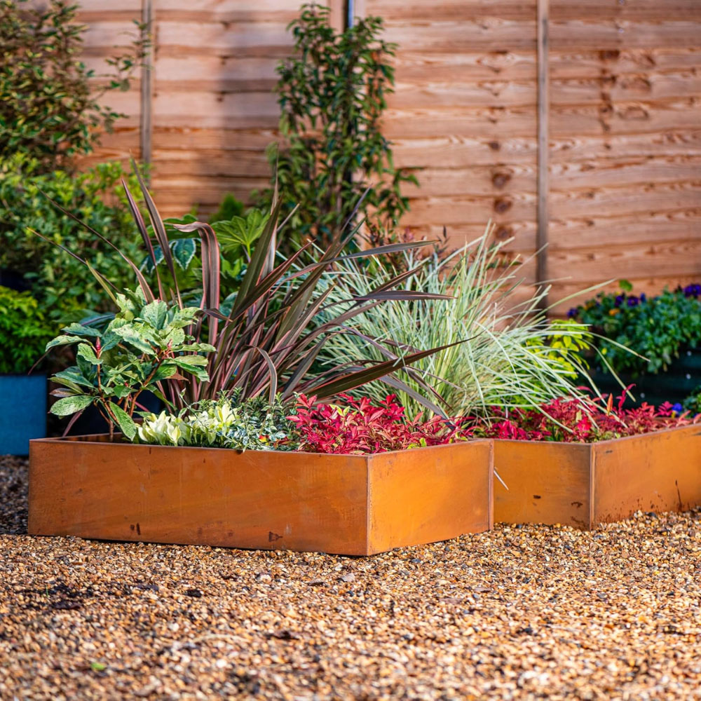 Garden Gear Rust Effect Metal Raised Garden Bed 120 x 80 x 20cm 2 Pack Image 2