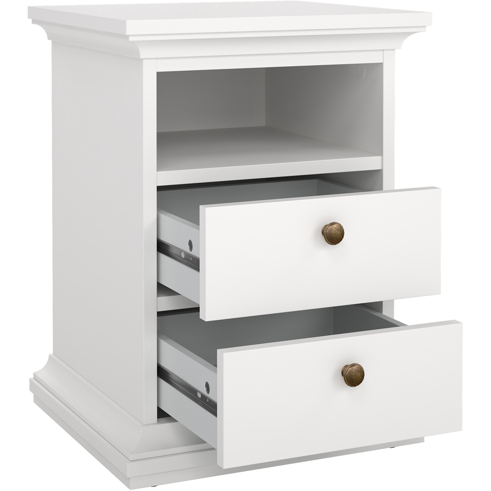 Florence Paris 2 Drawer White Bedside Table Image 5