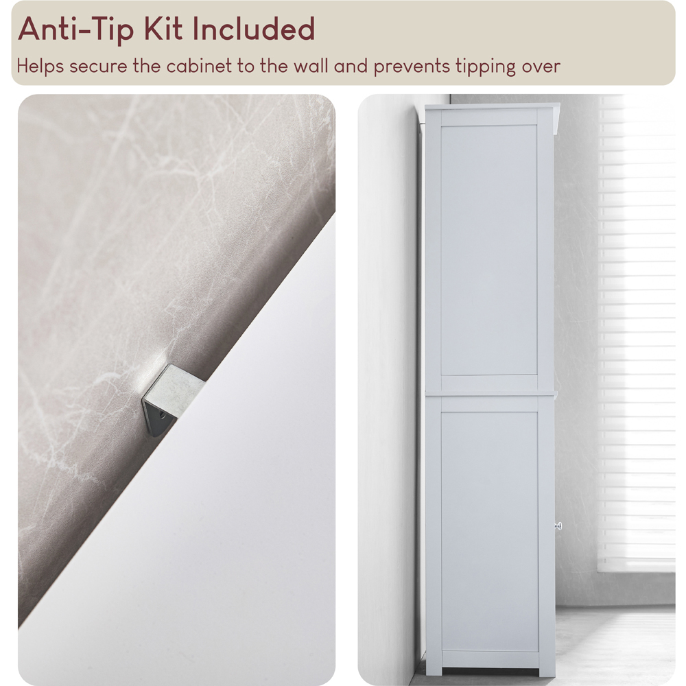 BATH VIDA Priano White Single Door 3 Shelf Tall Floor Cabinet Image 6