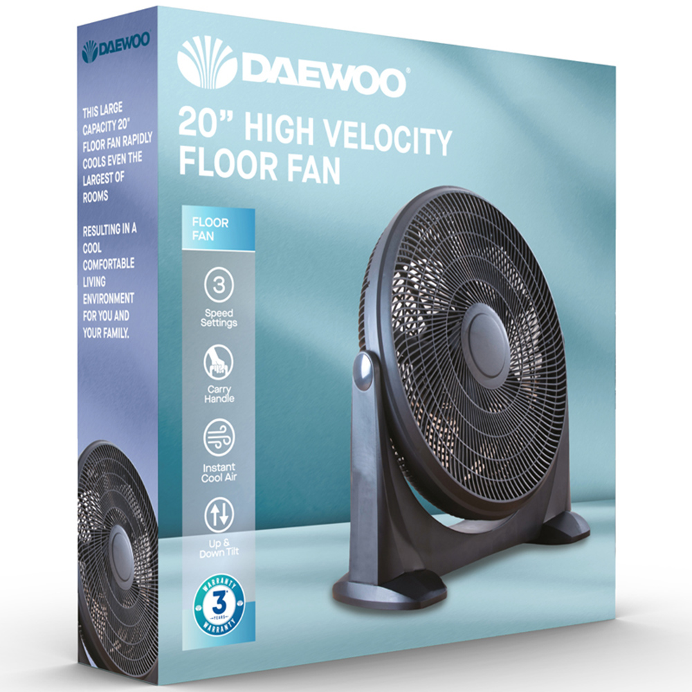 Daewoo Black Plastic Multi Oscillation Floor Fan 20 inch Image 3