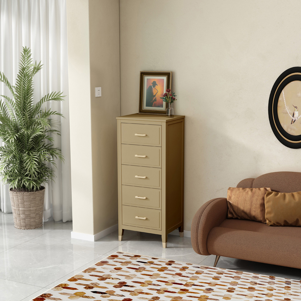 Palazzi 5 Drawer Clay Narrow Chest of Drawers Image 8