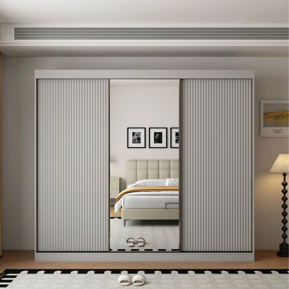 ARTESA Berlin 3 Door Grey Mirrored Sliding Wardrobe 250cm Image 4