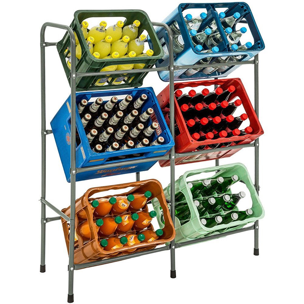 tectake 6 Crate Steel Frame Shelving Rack 96 x 33 x 116cm Image 1