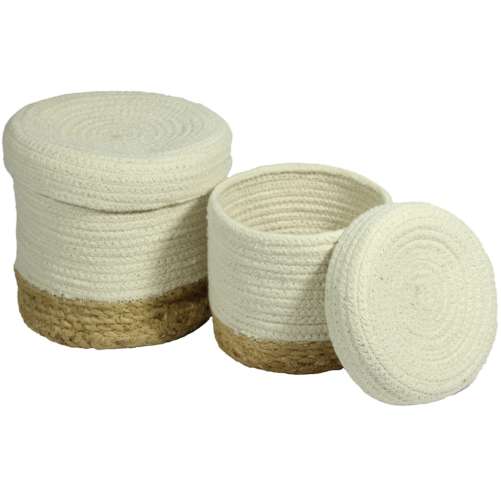 Balham Cream Jute Storage Basket with Lids Set of 2 Wilko