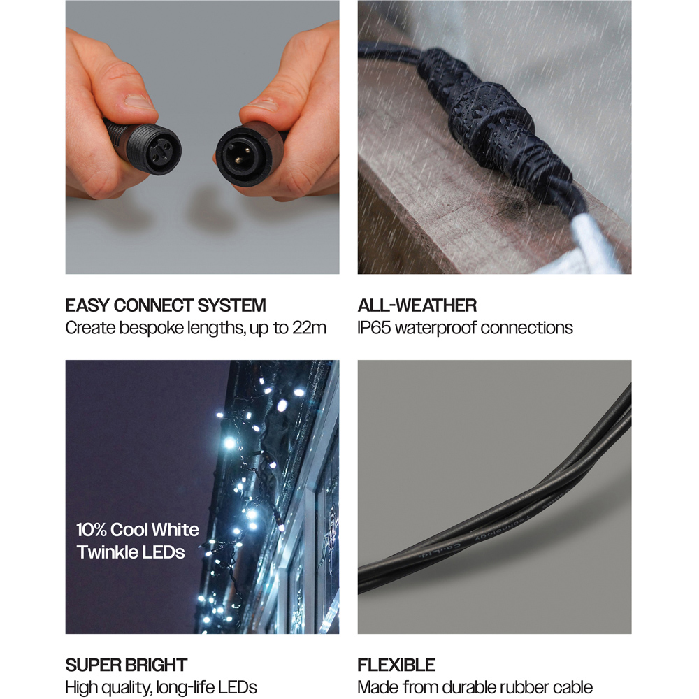 Eagle Connect 180 Cool White LED Black Icicle Light 7m Image 5